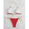 imageSHENHE Womens Sexy Bikini Sets Ring Triangle Tie Bathing Suits 2 Piece SwimsuitsContrast Binding Red