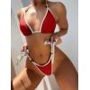 imageSHENHE Womens Sexy Bikini Sets Ring Triangle Tie Bathing Suits 2 Piece SwimsuitsContrast Binding Red
