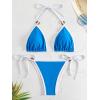 imageSHENHE Womens Sexy Bikini Sets Ring Triangle Tie Bathing Suits 2 Piece SwimsuitsContrast Binding Royal Blue