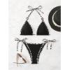 imageSHENHE Womens Sexy Bikini Sets Ring Triangle Tie Bathing Suits 2 Piece SwimsuitsPattern and Black