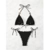 imageSHENHE Womens Sexy Bikini Sets Ring Triangle Tie Bathing Suits 2 Piece SwimsuitsPattern and Black