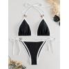 imageSHENHE Womens Sexy Bikini Sets Ring Triangle Tie Bathing Suits 2 Piece SwimsuitsWhite and Black