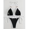 imageSHENHE Womens Sexy Bikini Sets Ring Triangle Tie Bathing Suits 2 Piece SwimsuitsWhite and Black
