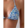 imageSHENHE Womens Summer Beach Random Vacation Beach Ditsy Printed Halter Bikini SetFloral Blue White