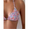 imageSHENHE Womens Summer Beach Random Vacation Beach Ditsy Printed Halter Bikini SetFloral Green Orange