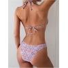 imageSHENHE Womens Summer Beach Random Vacation Beach Ditsy Printed Halter Bikini SetFloral Green Orange