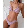 imageSHENHE Womens Summer Beach Random Vacation Beach Ditsy Printed Halter Bikini SetFloral Green Orange