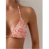 imageSHENHE Womens Summer Beach Random Vacation Beach Ditsy Printed Halter Bikini SetFloral Orange