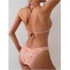 imageSHENHE Womens Summer Beach Random Vacation Beach Ditsy Printed Halter Bikini SetFloral Orange