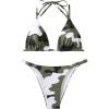 imageSHENHE Womens 2 Piece Swimsuit Camo Print Tie Backless Halter Triangle Bikini SetGreen