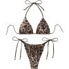 imageSHENHE Womens 2 Piece Swimsuit Halter Tie Side High Cut Sexy Triangle Bikini SetLeopard Print Brown
