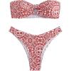 imageSHENHE Womens Floral Bandeau Bikini Set O Ring High Cut Strapless 2 Piece SwimsuitRed and White