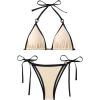 imageSHENHE Womens Sexy Bikini Sets Ring Triangle Tie Bathing Suits 2 Piece SwimsuitsApricot and Black