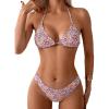 imageSHENHE Womens Summer Beach Random Vacation Beach Ditsy Printed Halter Bikini SetFloral Multicolor