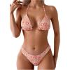 imageSHENHE Womens Summer Beach Random Vacation Beach Ditsy Printed Halter Bikini SetFloral Orange