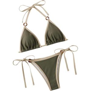 imageSHENHE Womens Sexy Bikini Sets Ring Triangle Tie Bathing Suits 2 Piece SwimsuitsArmy Green