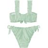 imageSHENHE Womens 2 Piece Cute Ruffle Swimsuit Knot Front Eyelet Tie Side Cut Bikini SetMint Green