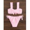 imageSHENHE Womens 2 Piece Cute Ruffle Swimsuit Knot Front Eyelet Tie Side Cut Bikini SetPink