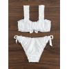 imageSHENHE Womens 2 Piece Cute Ruffle Swimsuit Knot Front Eyelet Tie Side Cut Bikini SetWhite
