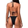 imageSHENHE Womens 2 Piece Halter Triangle Thong Swimsuit String Sexy Brazilian Bathing Bikini SetBlack