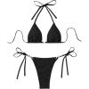 imageSHENHE Womens 2 Piece Halter Triangle Thong Swimsuit String Sexy Brazilian Bathing Bikini SetBlack
