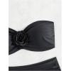 imageSHENHE Womens 2 Piece Strapless Swimsuits Ruched High Waisted Floral Bandeau Bikini SetBlack