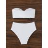 imageSHENHE Womens 2 Piece Strapless Swimsuits Ruched High Waisted Floral Bandeau Bikini SetWhite