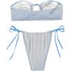 imageSHENHE Womens Bandeau Bikini Set 2 Piece Drawstring Strapless Tie Side SwimsuitBlue