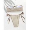 imageSHENHE Womens Bandeau Bikini Set 2 Piece Drawstring Strapless Tie Side SwimsuitBrown