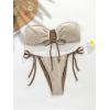 imageSHENHE Womens Bandeau Bikini Set 2 Piece Drawstring Strapless Tie Side SwimsuitBrown