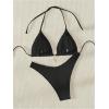 imageSHENHE Womens Triangle High Cut Bikini Tie Back 2 Piece Halter Swimsuits Bathing SuitBlack