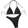 imageSHENHE Womens Triangle High Cut Bikini Tie Back 2 Piece Halter Swimsuits Bathing SuitBlack