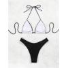 imageSHENHE Womens Triangle High Cut Bikini Tie Back 2 Piece Halter Swimsuits Bathing SuitBlack and White