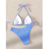 imageSHENHE Womens Triangle High Cut Bikini Tie Back 2 Piece Halter Swimsuits Bathing SuitBlue