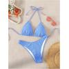 imageSHENHE Womens Triangle High Cut Bikini Tie Back 2 Piece Halter Swimsuits Bathing SuitBlue