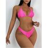 imageSHENHE Womens Triangle High Cut Bikini Tie Back 2 Piece Halter Swimsuits Bathing SuitHot Pink