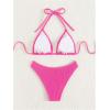 imageSHENHE Womens Triangle High Cut Bikini Tie Back 2 Piece Halter Swimsuits Bathing SuitHot Pink