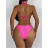 imageSHENHE Womens Triangle High Cut Bikini Tie Back 2 Piece Halter Swimsuits Bathing SuitHot Pink