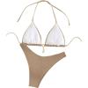 imageSHENHE Womens Triangle High Cut Bikini Tie Back 2 Piece Halter Swimsuits Bathing SuitKhaki