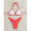 imageSHENHE Womens Triangle High Cut Bikini Tie Back 2 Piece Halter Swimsuits Bathing SuitMulticolor Floral