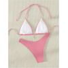imageSHENHE Womens Triangle High Cut Bikini Tie Back 2 Piece Halter Swimsuits Bathing SuitPink