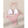 imageSHENHE Womens Triangle High Cut Bikini Tie Back 2 Piece Halter Swimsuits Bathing SuitPink a