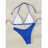 imageSHENHE Womens Triangle High Cut Bikini Tie Back 2 Piece Halter Swimsuits Bathing SuitRoyal Blue