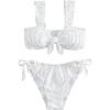 imageSHENHE Womens 2 Piece Cute Ruffle Swimsuit Knot Front Eyelet Tie Side Cut Bikini SetWhite