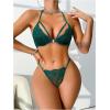 imageSHENHE Womens 2 Piece Lace Lingerie Front Closure Halter Backless Bra and Panty SetDark Green