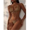 imageSHENHE Womens Sexy String Bikini Set Triangle Brailian Thong Swimsuit Textured 2 Piece Swim SetBrown