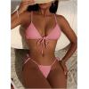 imageSHENHE Womens Sexy String Bikini Set Triangle Brailian Thong Swimsuit Textured 2 Piece Swim SetDusty Pink