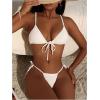 imageSHENHE Womens Sexy String Bikini Set Triangle Brailian Thong Swimsuit Textured 2 Piece Swim SetWhite