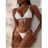 imageSHENHE Womens Sexy String Bikini Set Triangle Brailian Thong Swimsuit Textured 2 Piece Swim SetWhite