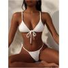 imageSHENHE Womens Sexy String Bikini Set Triangle Brailian Thong Swimsuit Textured 2 Piece Swim SetWhite
